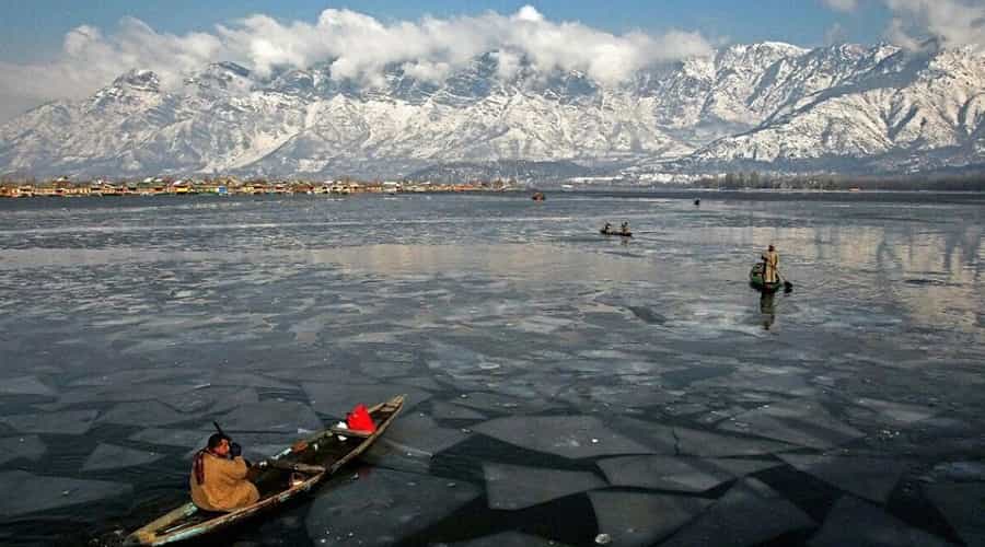 Frozen Dal Lake in Winters