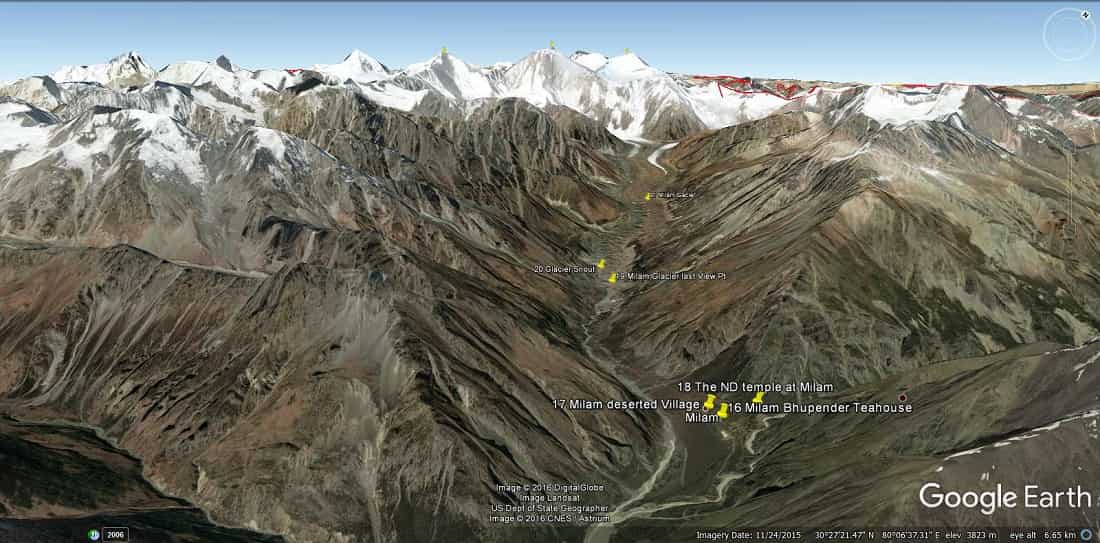 Milam Glacier Route Map