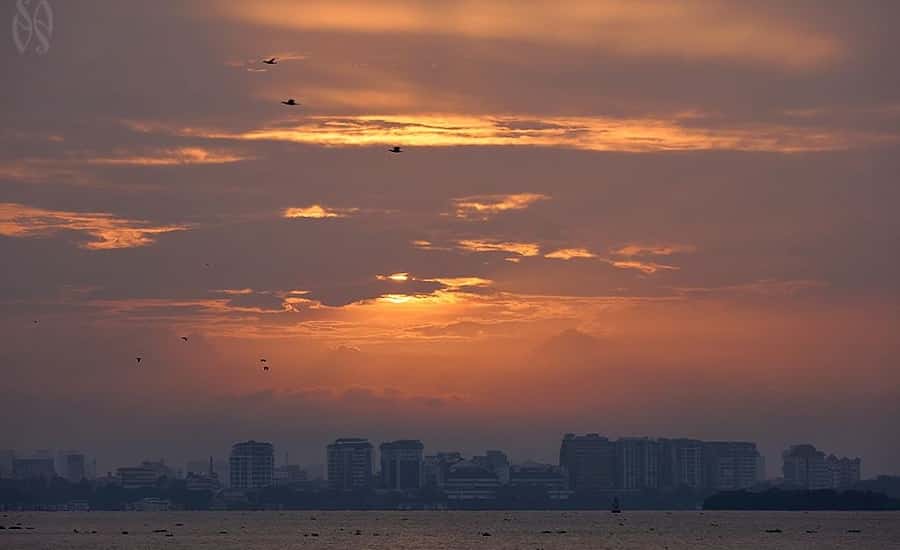 Sunrise over Marine Drive, Kochi