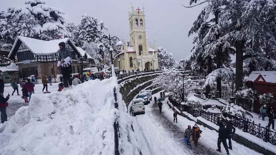 Snowfall in Mall Road, Shimla